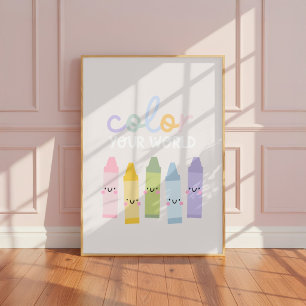 Kleur Je Wereld Kleurpotloden Meisjeskamer Nursery Poster