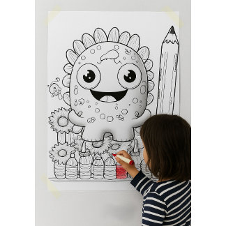 Kleur jezelf Cartoon Monster Kids Muurposter Poster