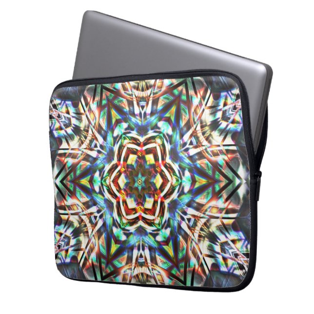 Kleur Kaleidocope met textuur die canvas kijkt Laptop Sleeve (Voorkant Links)