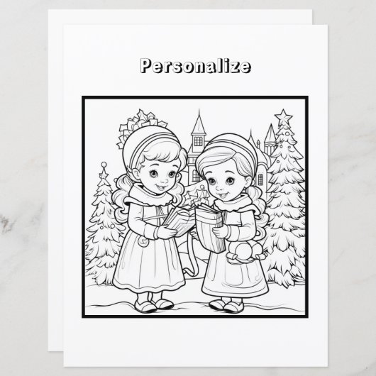 Kleur Kerst Zangers Papieren Blad (Voorkant / Achterkant)