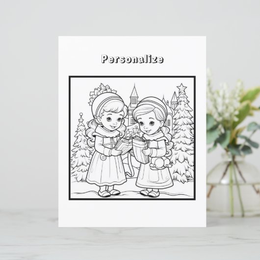 Kleur Kerst Zangers Papieren Blad (Staand voorkant)