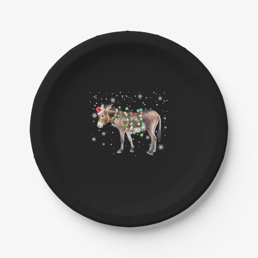 Kleur kerstlampje Donkey  | Santa Donkey Gift Papieren Bordje (Voorkant)