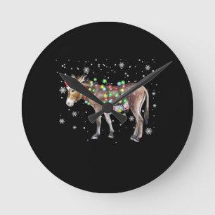 Kleur kerstlampje Donkey   Santa Donkey Gift Ronde Klok