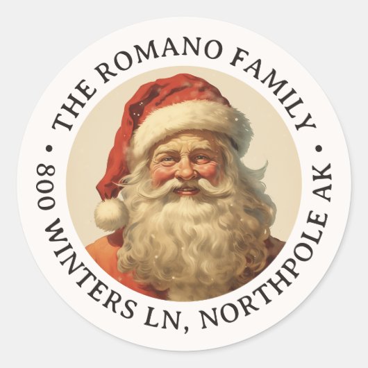 Kleur  Kerstman Kerstmis Adres Ronde Sticker (Voorkant)