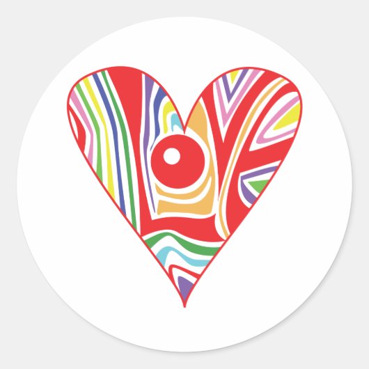 Kleur LIEFDE hart Ronde Sticker (Voorkant)