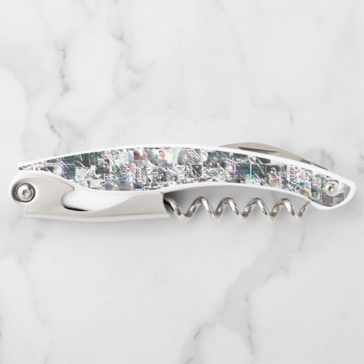 Kleur lijkt op vierkante dvd-snippers, ruwe mozaïe kurkentrekker (Voorkant)