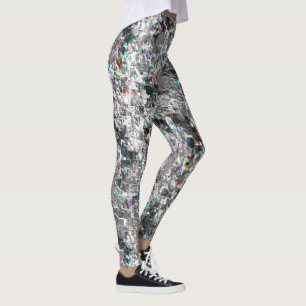 Kleur lijkt op vierkante dvd-snippers, ruwe mozaïe leggings