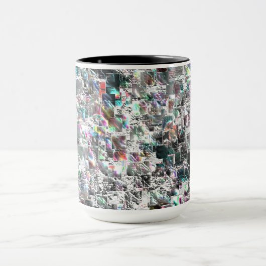 Kleur lijkt op vierkante dvd-snippers, ruwe mozaïe mok (Midden)