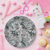 Kleur lijkt op vierkante dvd-snippers, ruwe mozaïe papieren bordje (Feest)