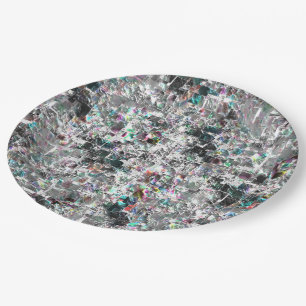 Kleur lijkt op vierkante dvd-snippers, ruwe mozaïe papieren bordje