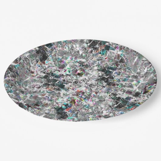 Kleur lijkt op vierkante dvd-snippers, ruwe mozaïe papieren bordje (Gekanteld)