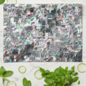 Kleur lijkt op vierkante dvd-snippers, ruwe mozaïe theedoek (Gevouwen)