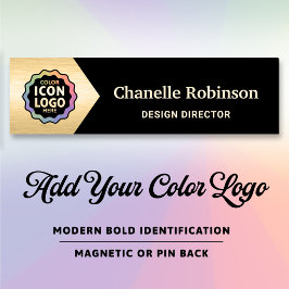 Kleur Logo Klassiek Zwart Goud Chevron Zakelijke I Naamplaatje