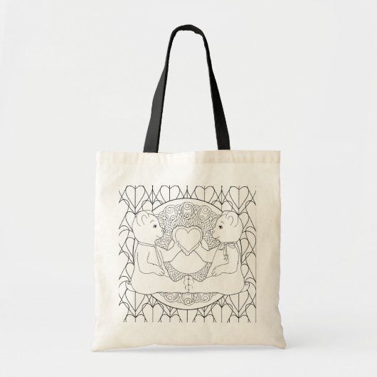 Kleur Me DIY Teddy Bear Hearts Tote Bag (Voorkant)