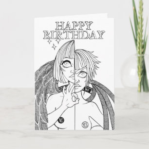 Kleur Me In Tweelingen Angel Demon Anime Verjaarda Kaart