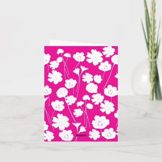 Kleur me in witte bloemetjes op hete roze Kaart (Achterkant)
