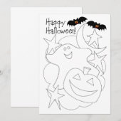 Kleur me Kinder Halloween Kaart (Voorkant / Achterkant)