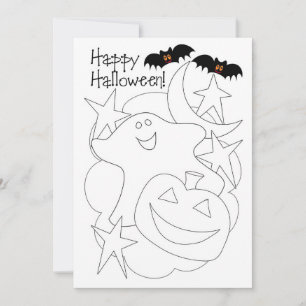 Kleur me Kinder Halloween Kaart