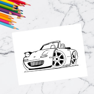 Kleur-me-moderne auto   KINDER KAARTEN