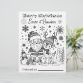 Kleur Me Pagina voor Kids Santa & Rendier Kerstmis (Staand voorkant)
