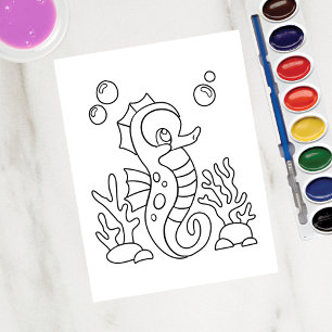 Kleur Me Seahorse   Kinder activiteit Kaarten