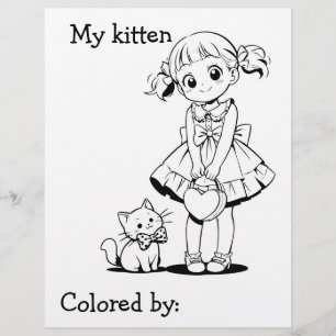 Kleur mij pagina voor kinderen Anime mijn katje