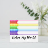 Kleur mijn wereld regenboogkrayons briefkaart (Staand voorkant)