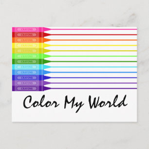 Kleur mijn wereld regenboogkrayons briefkaart