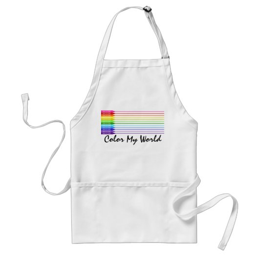 Kleur mijn wereld regenboogkrayons standaard schort (Voorkant)