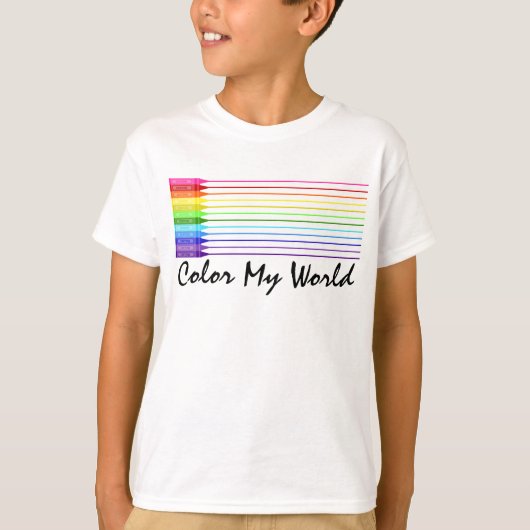 Kleur mijn wereld regenboogkrayons t-shirt (Voorkant)