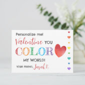Kleur Mijn Wereld Valentijnsdag Pen Class Card Kaart (Staand voorkant)