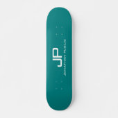 Kleur Monogram Naam Blauwgroen Sjabloon Skateboard (Voorkant)