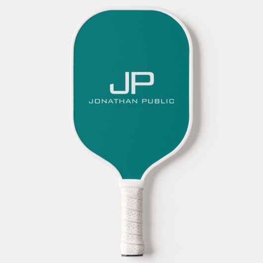  kleur Monogram Naam Sjabloon Blauwgroen Pickleball Paddle (Voorkant)