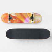 kleur naadloos gele achtergrond, oranje skateboard (Horizontaal)