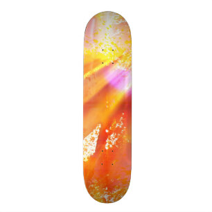kleur naadloos gele achtergrond, oranje skateboard