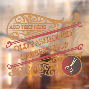 Kleur naar wens Ouderwetse Kapper Gold Burgundy Raamsticker