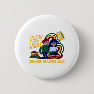 Kleur Ons Wereld Zomer Leesprogramma 2025 Boek L Ronde Button 5,7 Cm