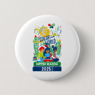 Kleur Ons Wereld Zomer Leesprogramma 2025 Boek L Ronde Button 5,7 Cm