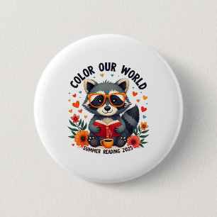 Kleur Ons Wereld Zomer Leesprogramma 2025 Grappig Ronde Button 5,7 Cm