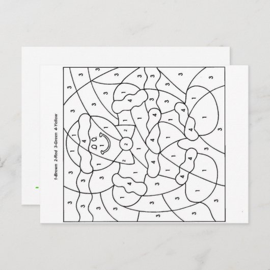 Kleur op nummer feestdagenkaart (Voorkant / Achterkant)