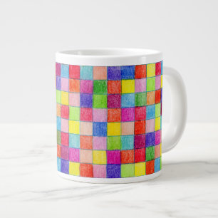 Kleur op vierkantjes papier jumbo mok