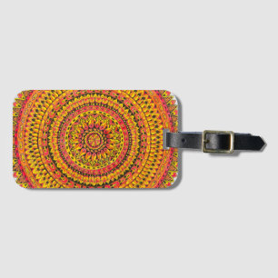 Kleur Oranje Mandala Originele Kunst Bagagelabel