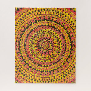 Kleur Oranje Mandala Originele Kunst Moeilijk Legpuzzel