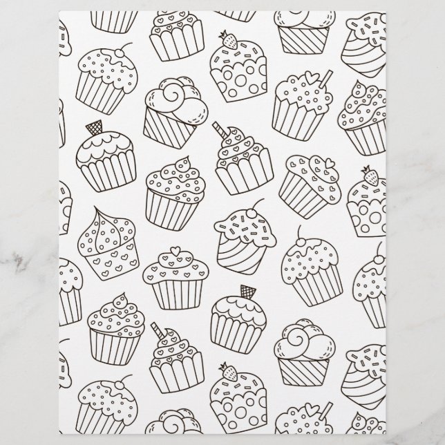 Kleur pagina Cupcake Party scrapbook paper (Voorkant)