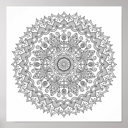 Kleur Pagina Daisy Mandala Poster (Voorkant)