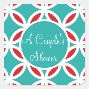 KLEUR PALET: turkoois, blauwgroen, aqua blauw, roo Vierkante Sticker