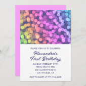 Kleur party uitnodigingen 1e meisje kleurrijke reg (Voorkant / Achterkant)