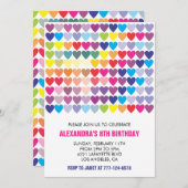 Kleur party uitnodigingen Rainbow Heart Modern 8TH (Voorkant / Achterkant)