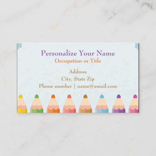 Kleur Pencils Artist School Leerleraar Visitekaartje (Voorkant)