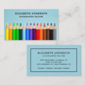 Kleur Pencils Colorful Kindergarten Leraar Visitekaartje (Voorkant / Achterkant)